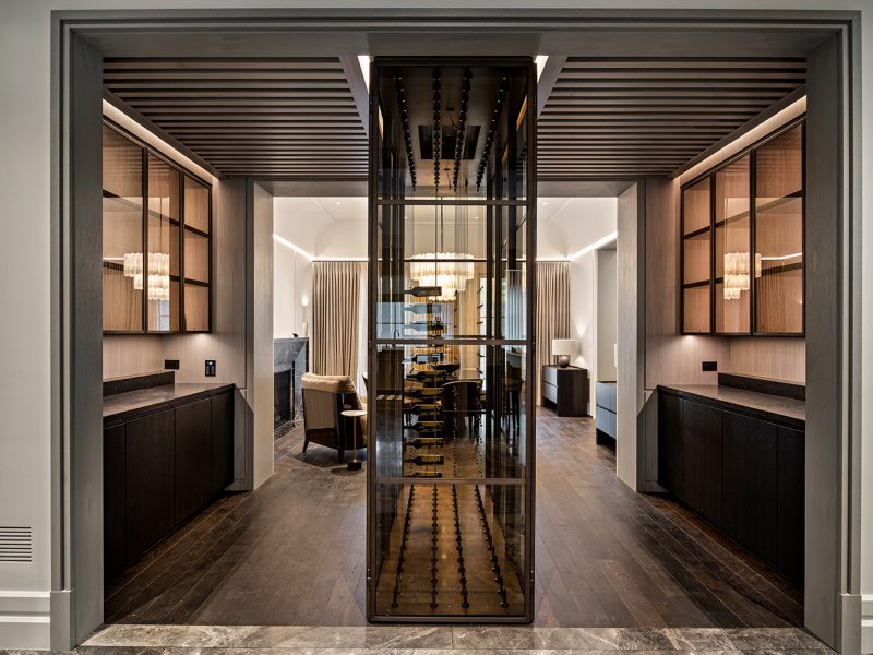 Wine room with custom wine display