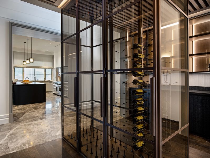 Wine storage glass and metal cabinet