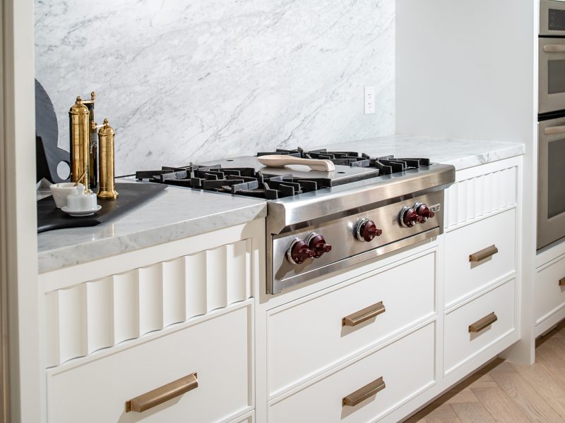 Wolf cooktop on cabinets
