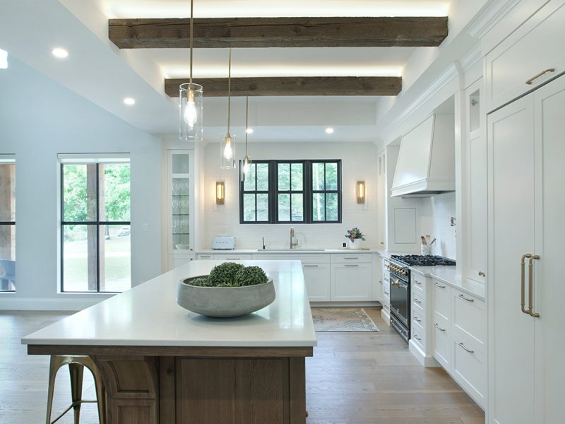 Wood beams in kitchen