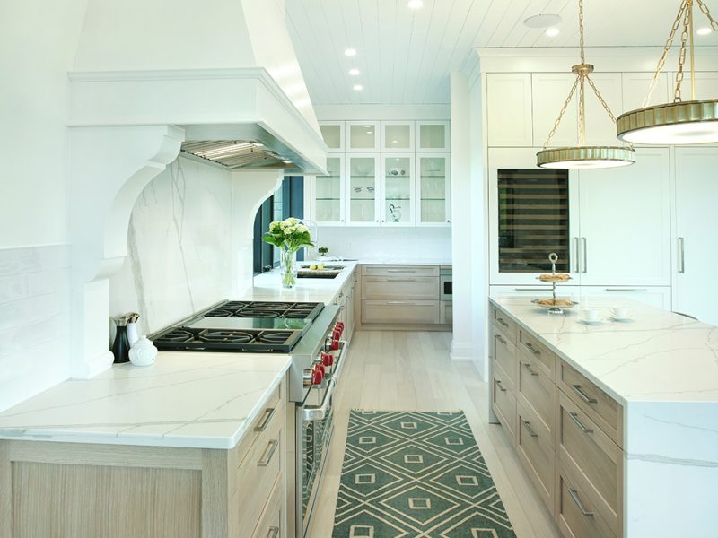 Wood cabinets with white countertop
