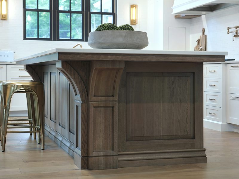 Wood kitchen island leg detail