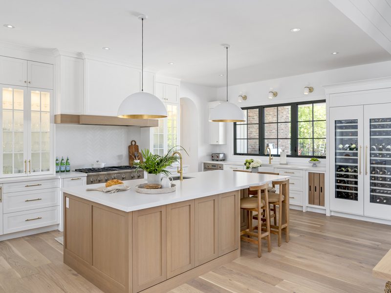 Wood and white kitchen cabinets Oakville Ontario